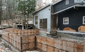 Prepared site with foundation forms for home remodeling and addition project in Naperville, IL